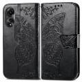 For OPPO A78 4G Butterfly Love Flower Embossed Leather Phone Case(Black)