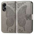For OPPO A78 4G Butterfly Love Flower Embossed Leather Phone Case(Grey)