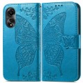 For OPPO A78 4G Butterfly Love Flower Embossed Leather Phone Case(Blue)