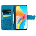 For OPPO A78 4G Butterfly Love Flower Embossed Leather Phone Case(Blue)