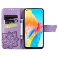 For OPPO A78 4G Butterfly Love Flower Embossed Leather Phone Case(Light Purple)