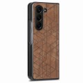For Samsung Galaxy Z Fold5 Geometric Leather Back Cover Phone Case(Brown)