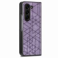 For Samsung Galaxy Z Fold5 Geometric Leather Back Cover Phone Case(Purple)