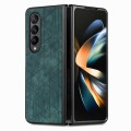 For Samsung Galaxy Z Fold4 Geometric Leather Back Cover Phone Case(Green)