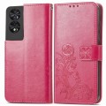 For TCL 40 Nxtpaper Four-leaf Clasp Embossed Buckle Leather Phone Case(Magenta)