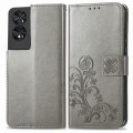For TCL 40 Nxtpaper Four-leaf Clasp Embossed Buckle Leather Phone Case(Gray)