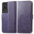 For TCL 40 Nxtpaper Four-leaf Clasp Embossed Buckle Leather Phone Case(Purple)