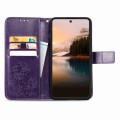 For TCL 40 Nxtpaper Four-leaf Clasp Embossed Buckle Leather Phone Case(Purple)