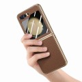 For Samsung Galaxy Z Flip5 5G Electroplated Back Screen Integrated Litchi Texture Phone Case(Brown)