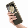 For Samsung Galaxy Z Flip5 5G Electroplated Back Screen Integrated Litchi Texture Phone Case(Dark Gr