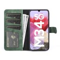 For Samsung Galaxy M34 5G Stitching Horizontal Flip Leather Phone Case(Green)