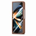 For Samsung Galaxy Z Fold4 Integrated Film Retro Skin Feel Fold Leather Phone Case(Brown)