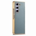 For Samsung Galaxy Z Fold5 5G Integrated Film Electroplated Leather Phone Case(Blue)