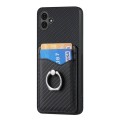 For Samsung Galaxy A04e Carbon Fiber Card Wallet Folding Ring Holder Phone Case(Black)