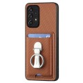 For Samsung Galaxy A23 Carbon Fiber Card Wallet Folding Ring Holder Phone Case(Brown)
