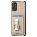 For Samsung Galaxy A32 5G Carbon Fiber Card Wallet Folding Ring Holder Phone Case(Khaki)