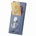 For Samsung Galaxy S22 Ultra 5G Carbon Fiber Card Wallet Folding Ring Holder Phone Case(Blue)