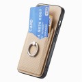 For Xiaomi 12T Pro Carbon Fiber Card Wallet Ring Holder Phone Case(Khaki)