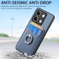 For Xiaomi Redmi Note 13 Carbon Fiber Card Wallet Ring Holder Phone Case(Blue)