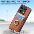For Xiaomi Redmi Note 13 Pro Carbon Fiber Card Wallet Ring Holder Phone Case(Brown)