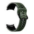 For Samsung Galaxy Watch 6 44mm Curved Texture Silicone Watch Band(Army Green+Black)