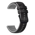For Samsung Watch Gear Sport 20mm Mesh Two Color Silicone Watch Band(Black Gray)