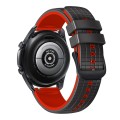 For Samsung Watch Gear S3 Classic 22mm Mesh Two Color Silicone Watch Band(Red Black)