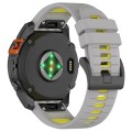 For Garmin Fenix 7X Sports Two-Color Quick Release Silicone Watch Band(Gray+Yellow)