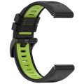 For Garmin Fenix 7X Sports Two-Color Quick Release Silicone Watch Band(Black+Green)