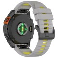 For Garmin Fenix 6X Sapphire GPS Sports Two-Color Quick Release Silicone Watch Band(Gray+Yellow)