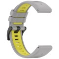For Garmin Fenix 6X Sapphire GPS Sports Two-Color Quick Release Silicone Watch Band(Gray+Yellow)