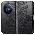 For Realme 12 Pro Butterfly Love Flower Embossed Leather Phone Case(Black)