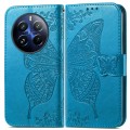 For Realme 12 Pro Butterfly Love Flower Embossed Leather Phone Case(Blue)
