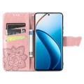 For Realme 12 Pro Butterfly Love Flower Embossed Leather Phone Case(Rose Gold)