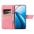 For Realme 12 Pro Butterfly Love Flower Embossed Leather Phone Case(Pink)