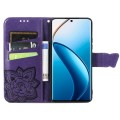 For Realme 12 Pro Butterfly Love Flower Embossed Leather Phone Case(Dark Purple)