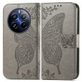 For Realme 12 Pro Butterfly Love Flower Embossed Leather Phone Case(Gray)