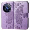 For Realme 12 Pro Butterfly Love Flower Embossed Leather Phone Case(Light Purple)