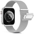 For  Apple Watch 7 45mm Milan Double Magnetic Steel Mesh Watch Band(Silver)