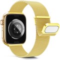 For  Apple Watch 7 45mm Milan Double Magnetic Steel Mesh Watch Band(Gold)