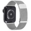 For Apple Watch 3 42mm Milan Double Magnetic Steel Mesh Watch Band(Silver)