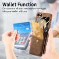 For Samsung Galaxy Z Flip5 5G Integrated Magnetic Card Wallet Diamond-encrusted Ring Phone Case(Brow
