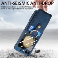 For Samsung Galaxy Z Flip5 5G Integrated Magnetic Card Wallet Diamond-encrusted Ring Phone Case(Blue