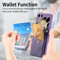 For Samsung Galaxy Z Flip5 5G Integrated Magnetic Card Wallet Diamond-encrusted Ring Phone Case(Purp
