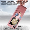 For Samsung Galaxy Z Flip5 5G Integrated Magnetic Card Wallet Diamond-encrusted Ring Phone Case(Pink