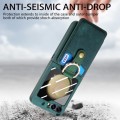 For Samsung Galaxy Z Flip5 5G Integrated Magnetic Card Wallet Diamond-encrusted Ring Phone Case(Gree