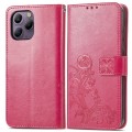 For Blackview A96 Four-leaf Clasp Embossed Buckle Leather Phone Case(Magenta)
