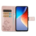 For Blackview A96 Four-leaf Clasp Embossed Buckle Leather Phone Case(Rose Gold)