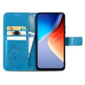 For Blackview A96 Four-leaf Clasp Embossed Buckle Leather Phone Case(Blue)