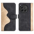 For OnePlus 12 Stitching Horizontal Flip Leather Phone Case(Black)
